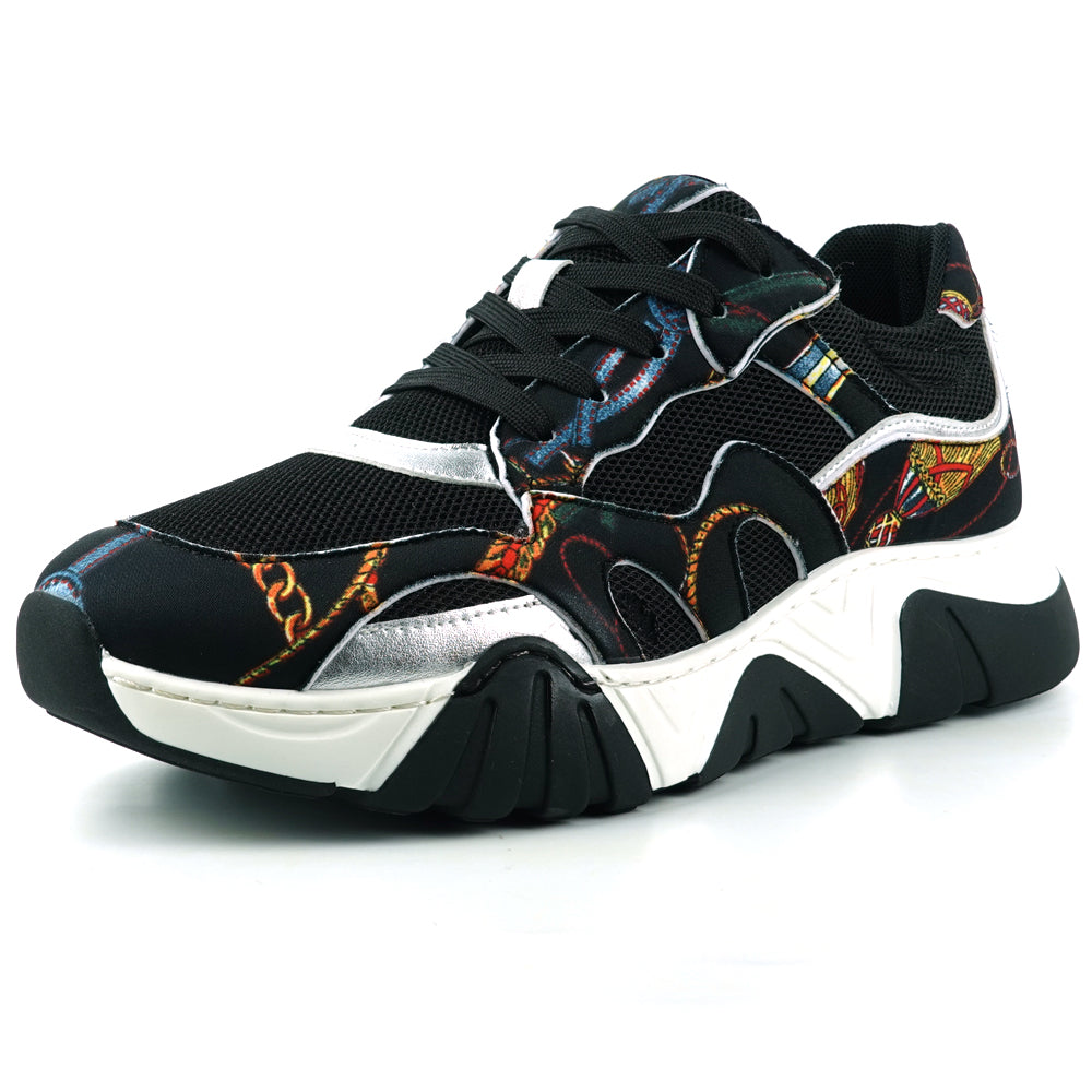 FI-2404 Black Multi Color Lane up Sneaker Encore by Fiesso