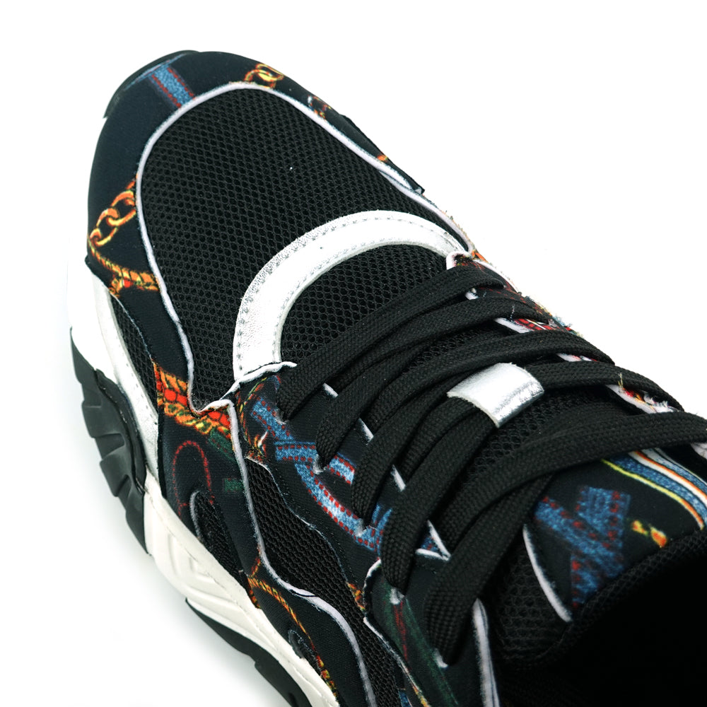 FI-2404 Black Multi Color Lane up Sneaker Encore by Fiesso