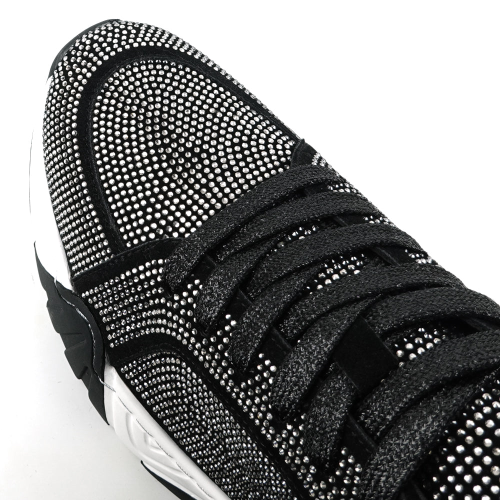 FI-2407 Black Suede Rhinestones Lane up Sneaker Encore by Fiesso