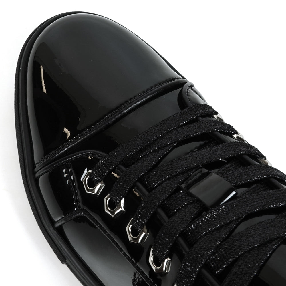 FI-2415-2 Black Patent Leather Lace up Sneaker Encore by Fiesso