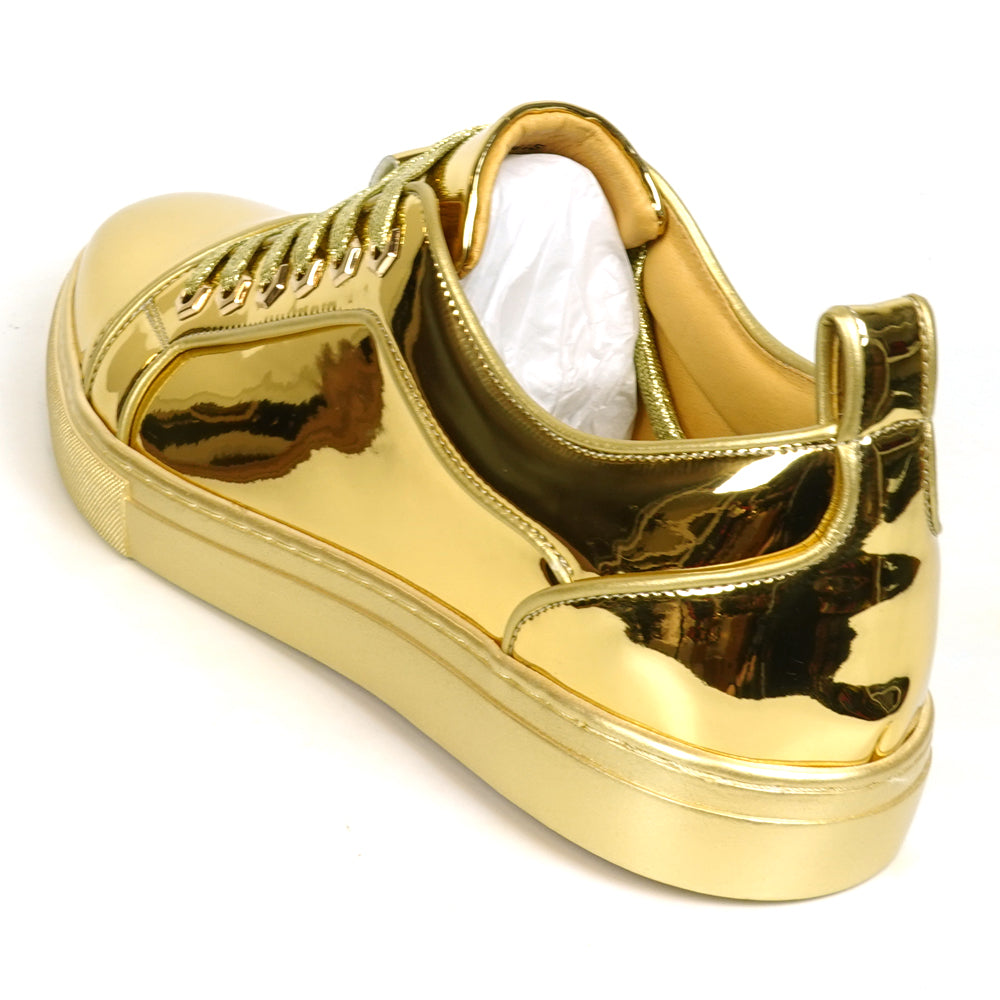 FI-2415-2 Gold Patent Leather Lace up Sneaker Encore by Fiesso