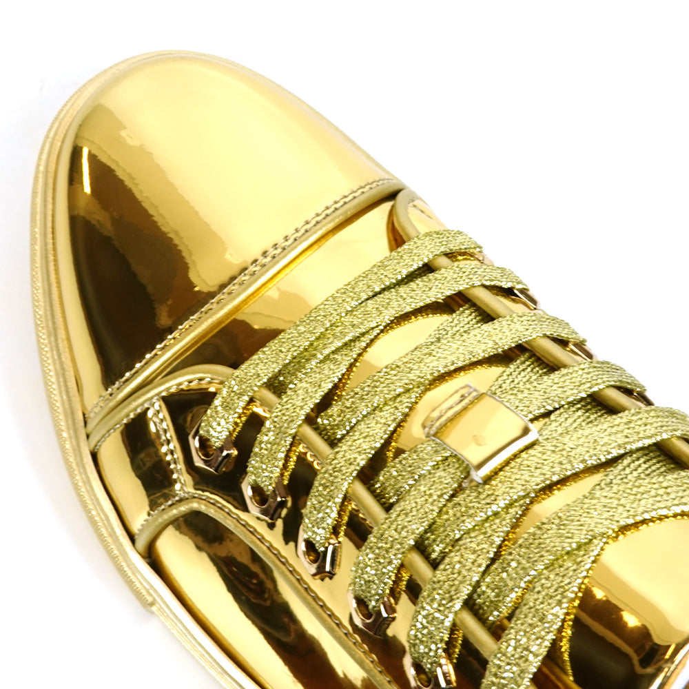 FI-2415-2 Gold Patent Leather Lace up Sneaker Encore by Fiesso