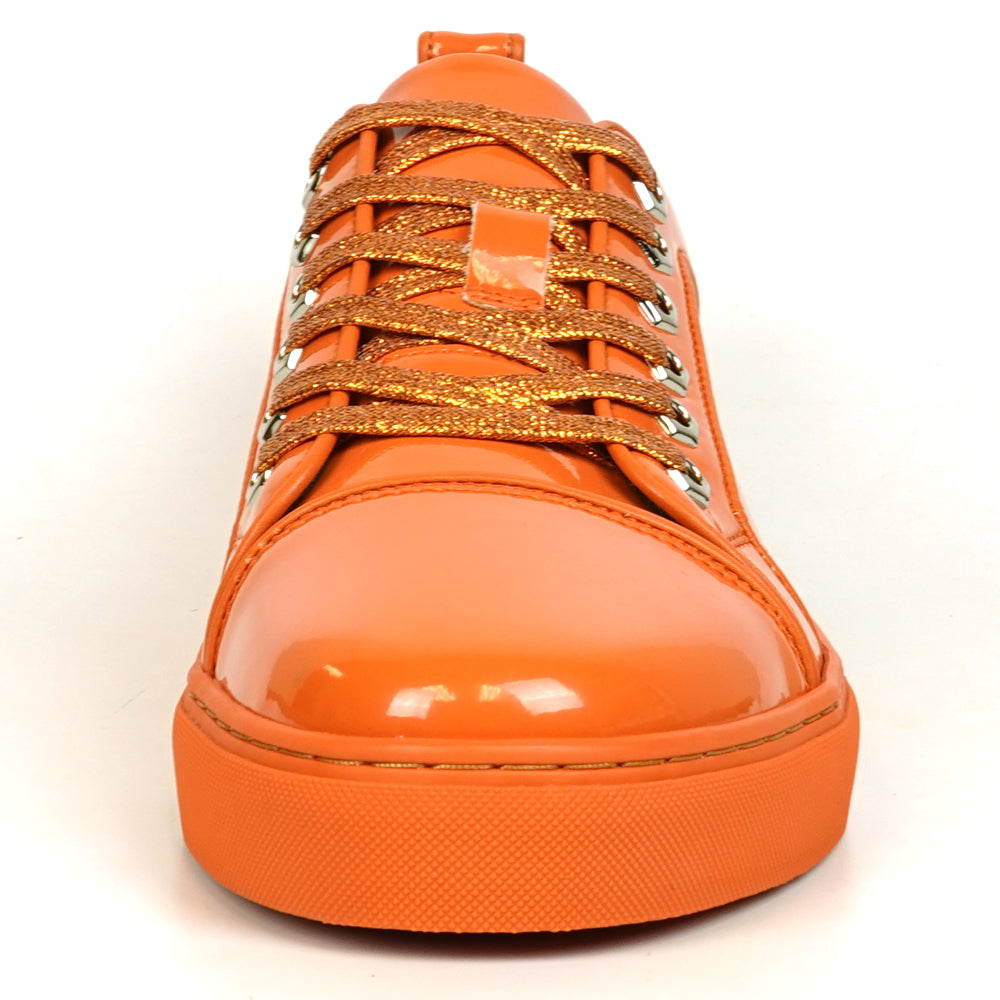 FI-2415-2 Orange Patent Leather Lace up Sneaker Encore by Fiesso