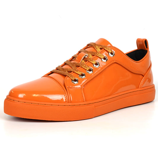 FI-2415-2 Orange Patent Leather Lace up Sneaker Encore by Fiesso