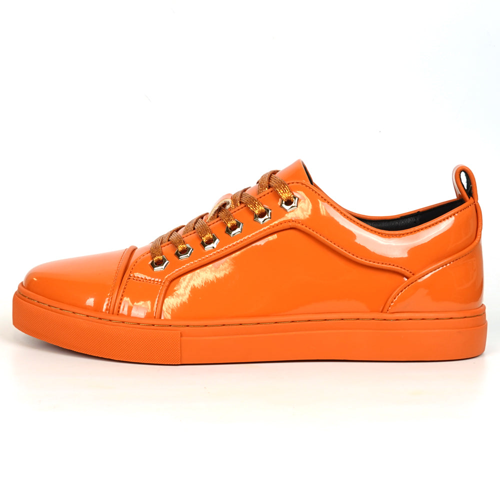 FI-2415-2 Orange Patent Leather Lace up Sneaker Encore by Fiesso