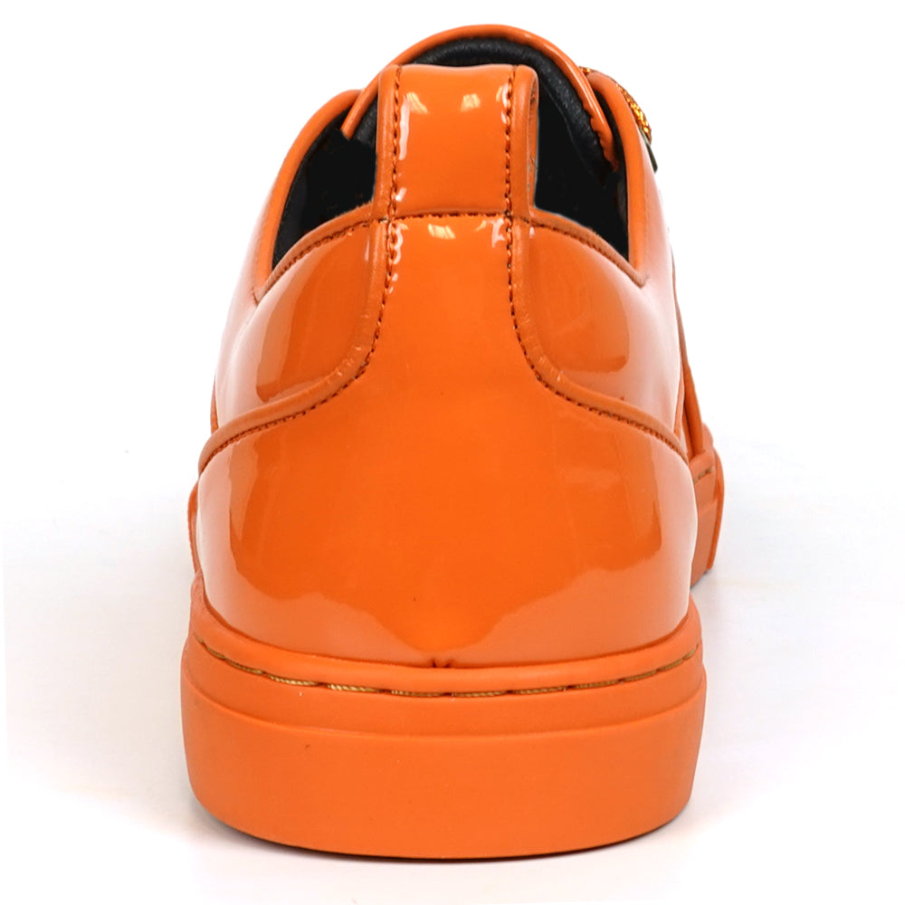 FI-2415-2 Orange Patent Leather Lace up Sneaker Encore by Fiesso