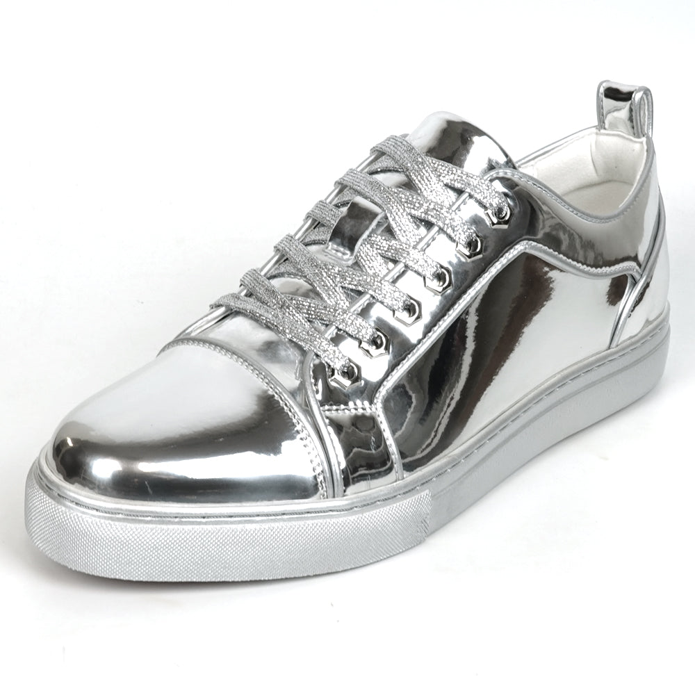 FI-2415-2 Silver Patent Leather Lace up Sneaker Encore by Fiesso