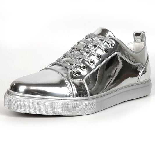 FI-2415-2 Silver Patent Leather Lace up Sneaker Encore by Fiesso