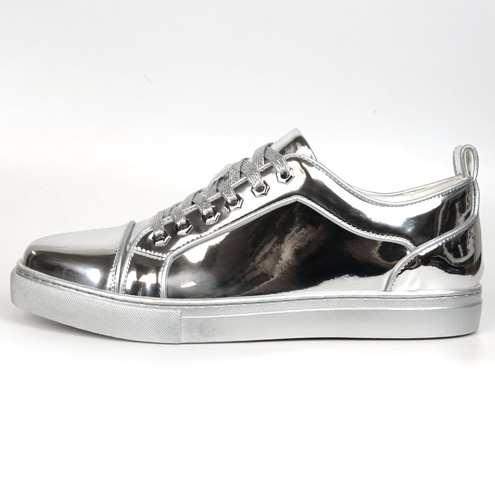 FI-2415-2 Silver Patent Leather Lace up Sneaker Encore by Fiesso