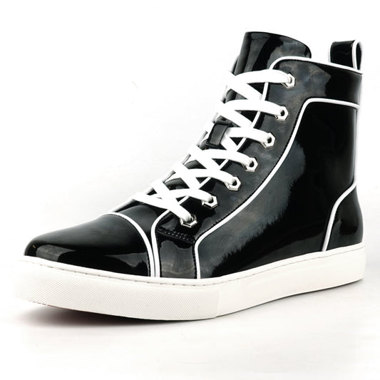 FI-2416 Black Patent Leather Lace up High top Sneaker Encore by Fiesso