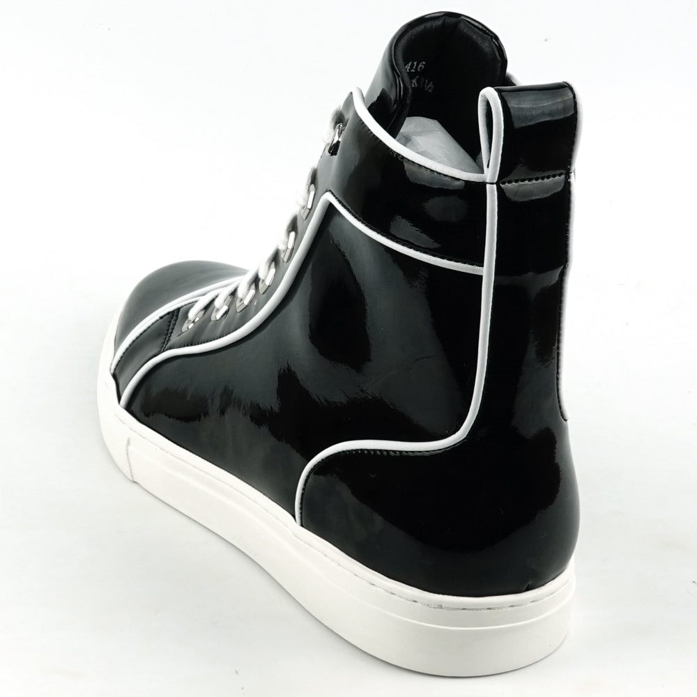 FI-2416 Black Patent Leather Lace up High top Sneaker Encore by Fiesso