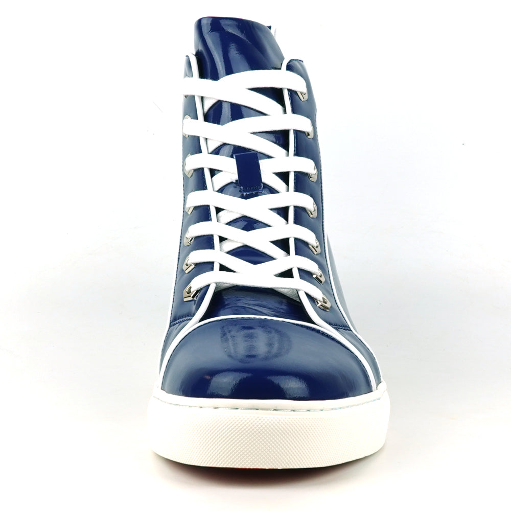 FI-2416 Navy Patent Leather Lace up High top Sneaker Encore by Fiesso