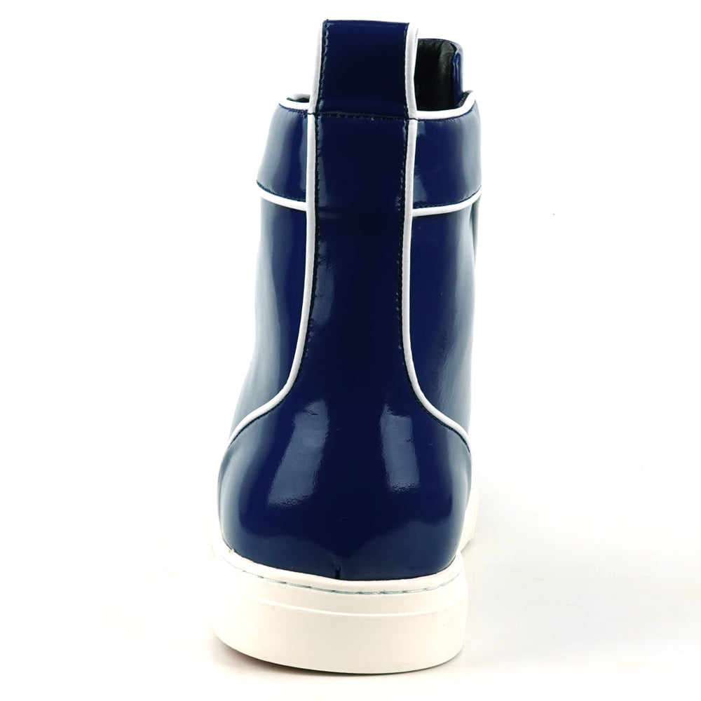 FI-2416 Navy Patent Leather Lace up High top Sneaker Encore by Fiesso