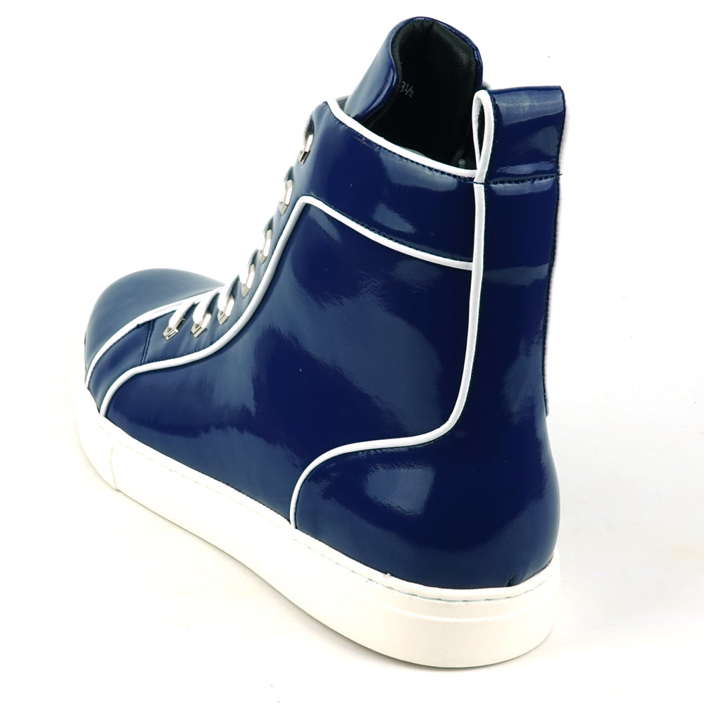 FI-2416 Navy Patent Leather Lace up High top Sneaker Encore by Fiesso