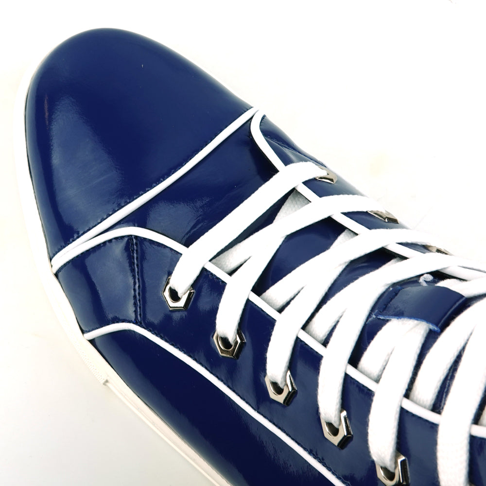 FI-2416 Navy Patent Leather Lace up High top Sneaker Encore by Fiesso