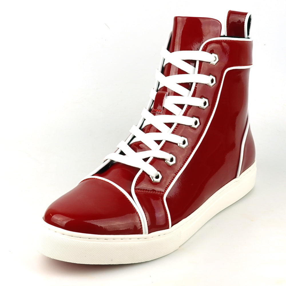 FI-2416 Red Patent Leather Lace up High top Sneaker Encore by Fiesso