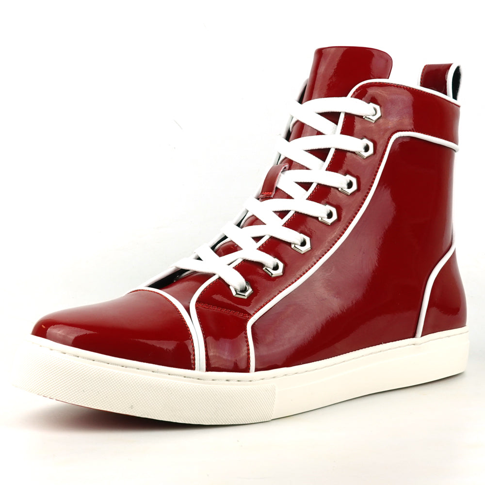 FI-2416 Red Patent Leather Lace up High top Sneaker Encore by Fiesso