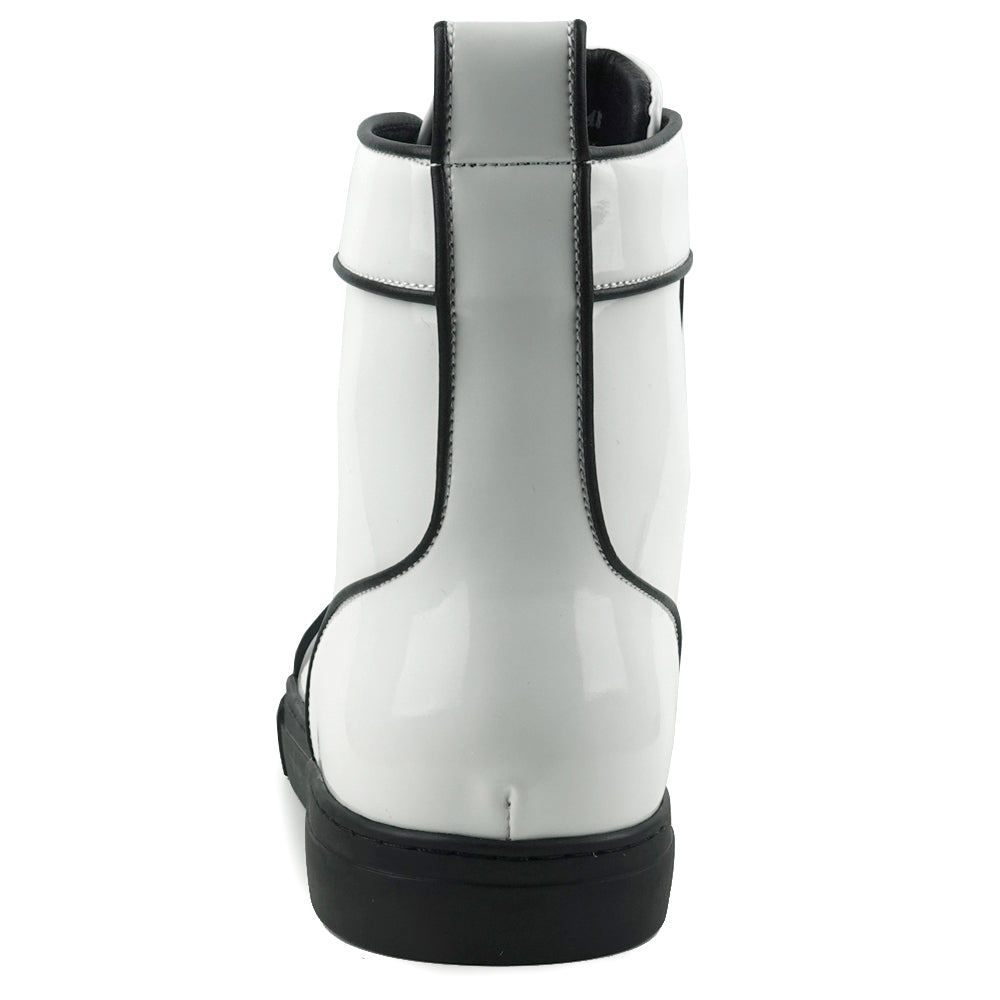 FI-2416 White Patent Leather Lace up High top Sneaker Encore by Fiesso