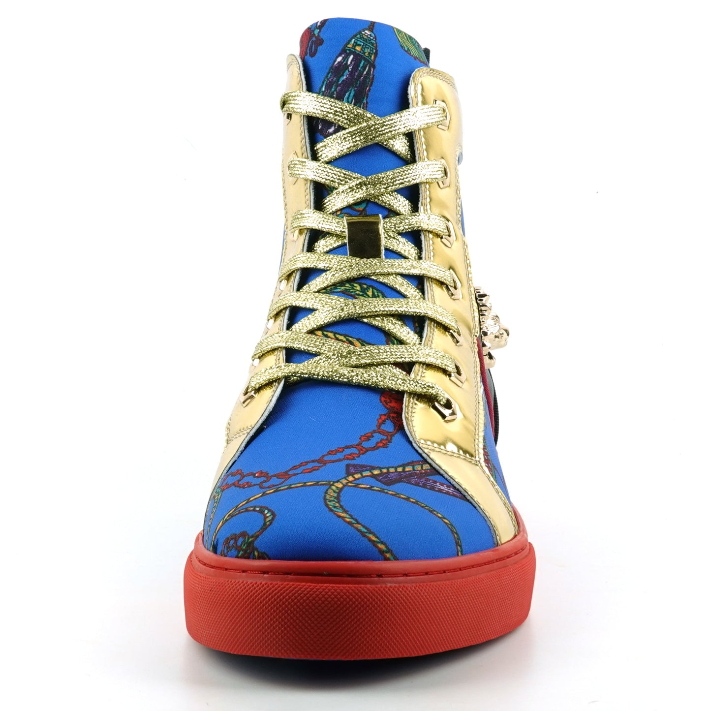 FI-2421 Blue Gold Lace up High top Sneaker Encore by Fiesso