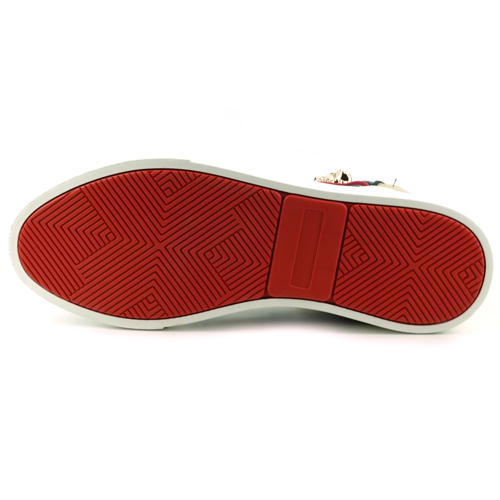 FI-2421 White Gold Lace up High top Sneaker Encore by Fiesso