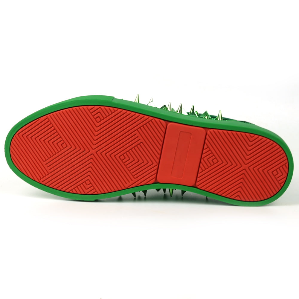 FI-2429 Green Glitter Green Spikes Lace up Low Cut Sneaker Encore by Fiesso