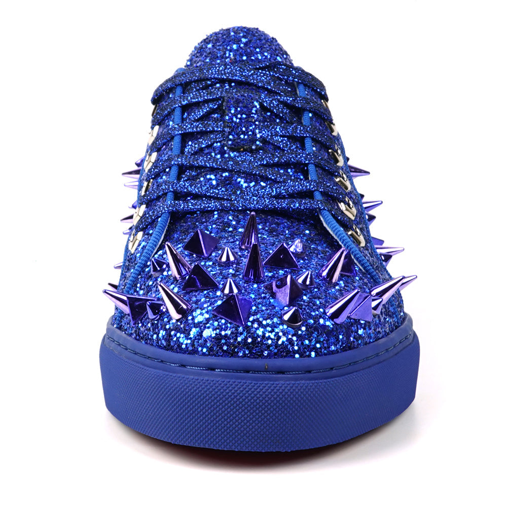 FI-2429 Navy Glitter Navy Spikes Lace up Low Cut Sneaker Encore by Fiesso