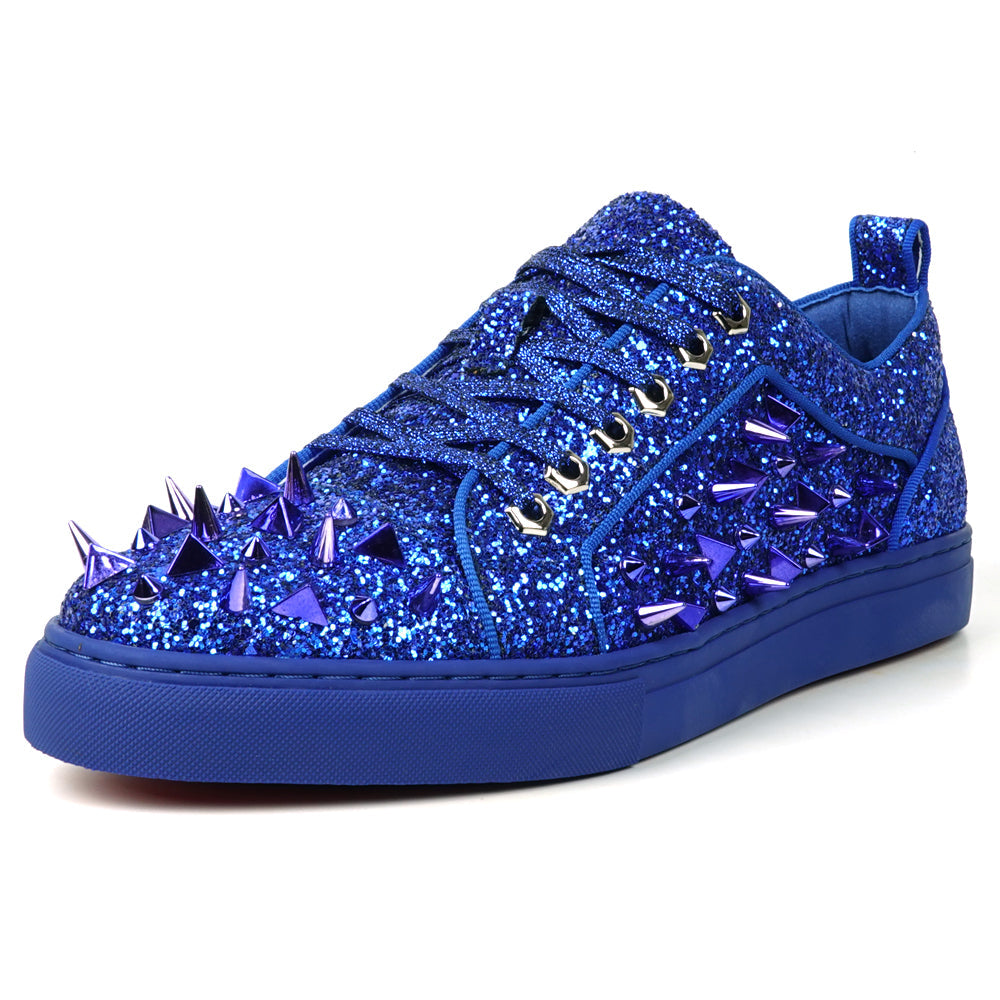 FI-2429 Navy Glitter Navy Spikes Lace up Low Cut Sneaker Encore by Fiesso