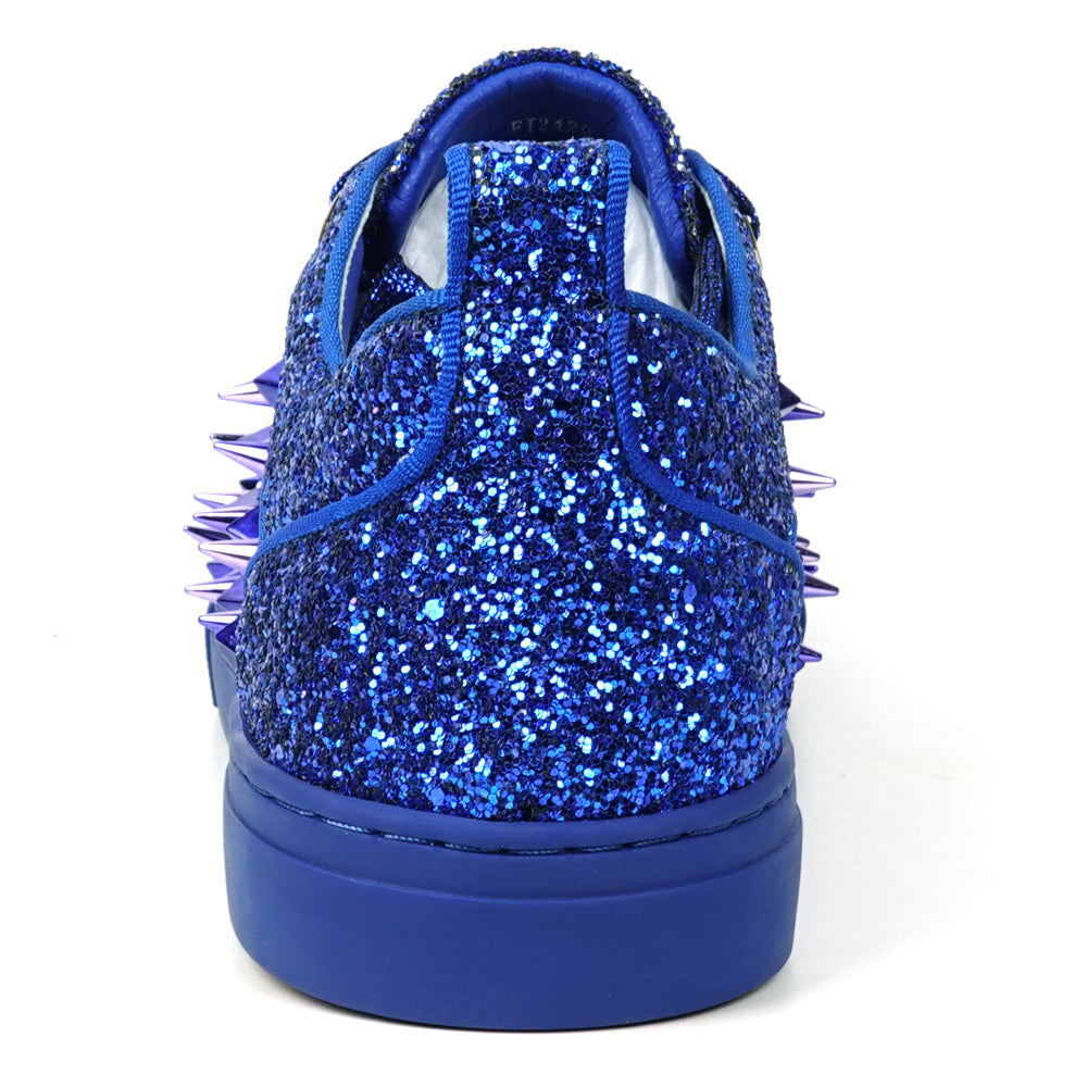FI-2429 Navy Glitter Navy Spikes Lace up Low Cut Sneaker Encore by Fiesso