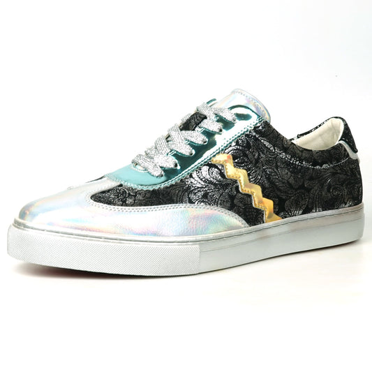 FI-2431 Silver Multi Leather Lace up Low Cut Sneaker Encore by Fiesso