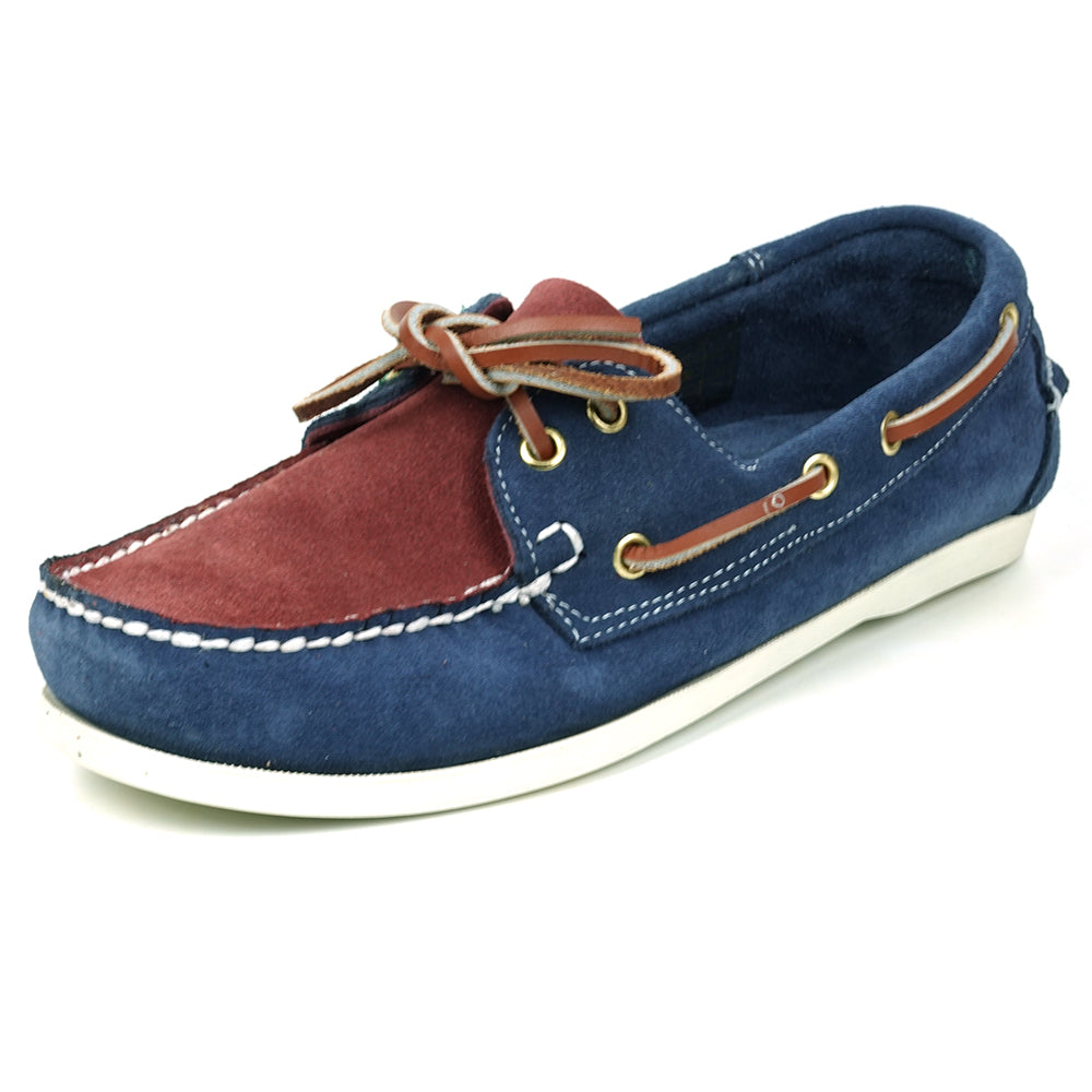 FI-6512-S Navy Burgundy Premiun Genuine Suede Lace up Boat Shoes Fiesso by Aurelio Garcia