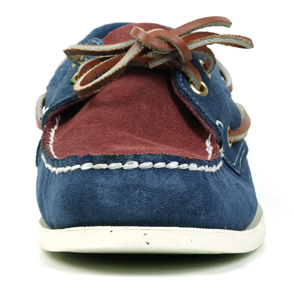FI-6512-S Navy Burgundy Premiun Genuine Suede Lace up Boat Shoes Fiesso by Aurelio Garcia
