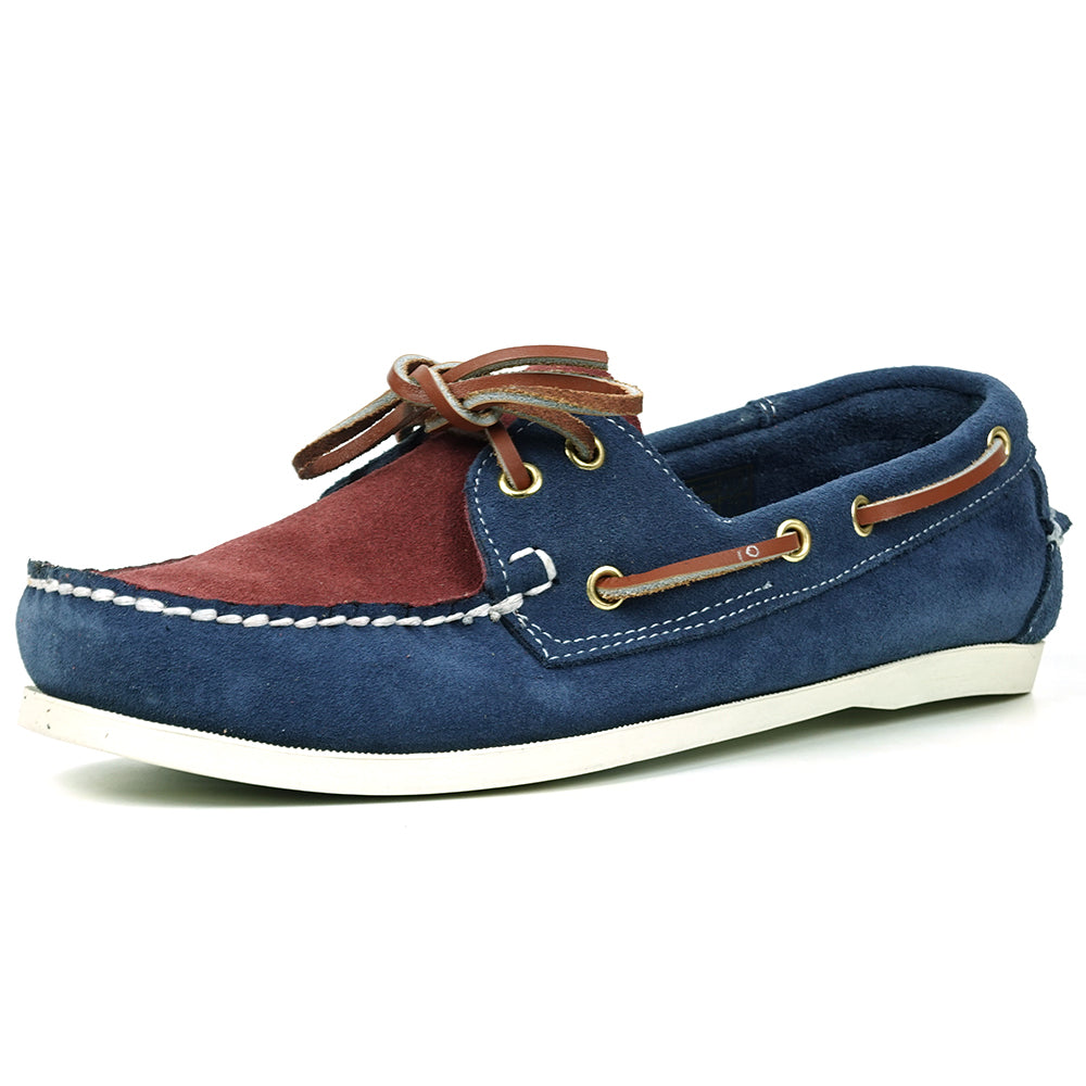 FI-6512-S Navy Burgundy Premiun Genuine Suede Lace up Boat Shoes Fiesso by Aurelio Garcia