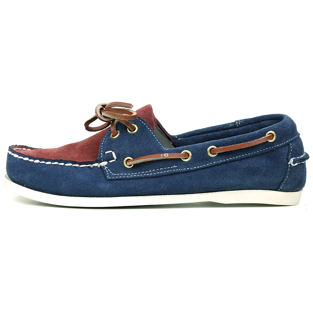 FI-6512-S Navy Burgundy Premiun Genuine Suede Lace up Boat Shoes Fiesso by Aurelio Garcia
