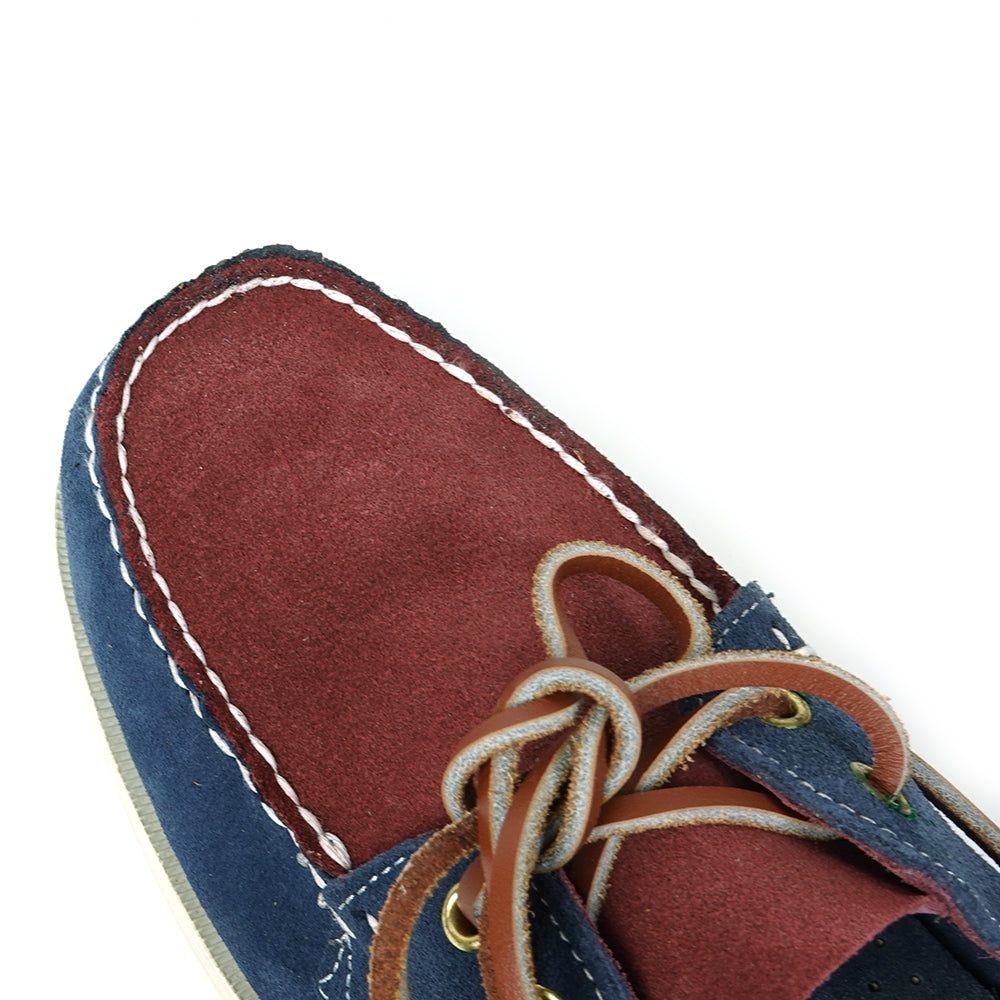 FI-6512-S Navy Burgundy Premiun Genuine Suede Lace up Boat Shoes Fiesso by Aurelio Garcia