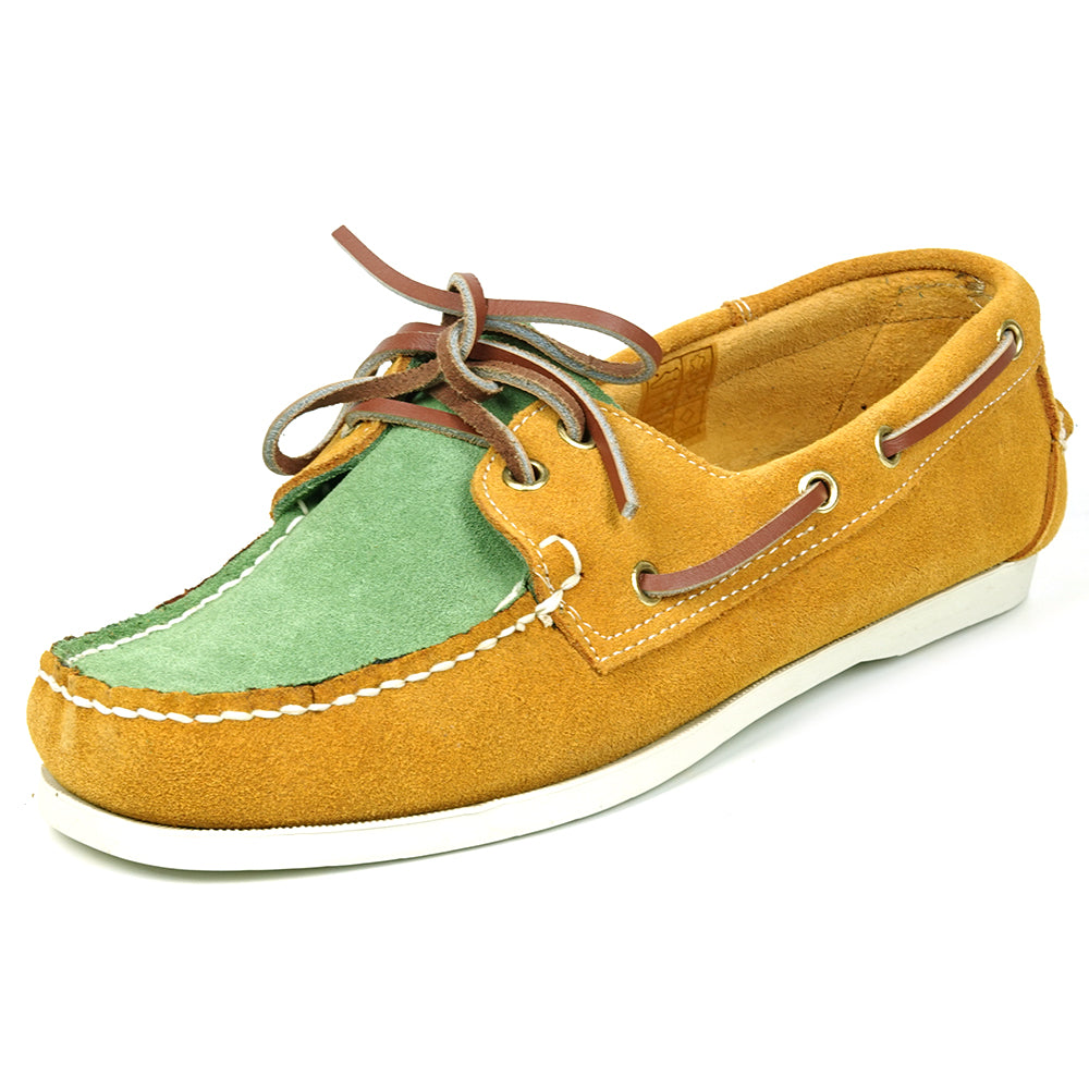 FI-6512-S Yellow Lime Premiun Genuine Suede Lace up Boat Shoes Fiesso by Aurelio Garcia