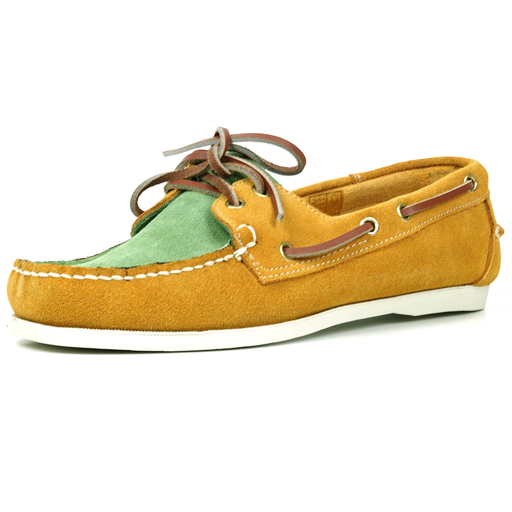 FI-6512-S Yellow Lime Premiun Genuine Suede Lace up Boat Shoes Fiesso by Aurelio Garcia