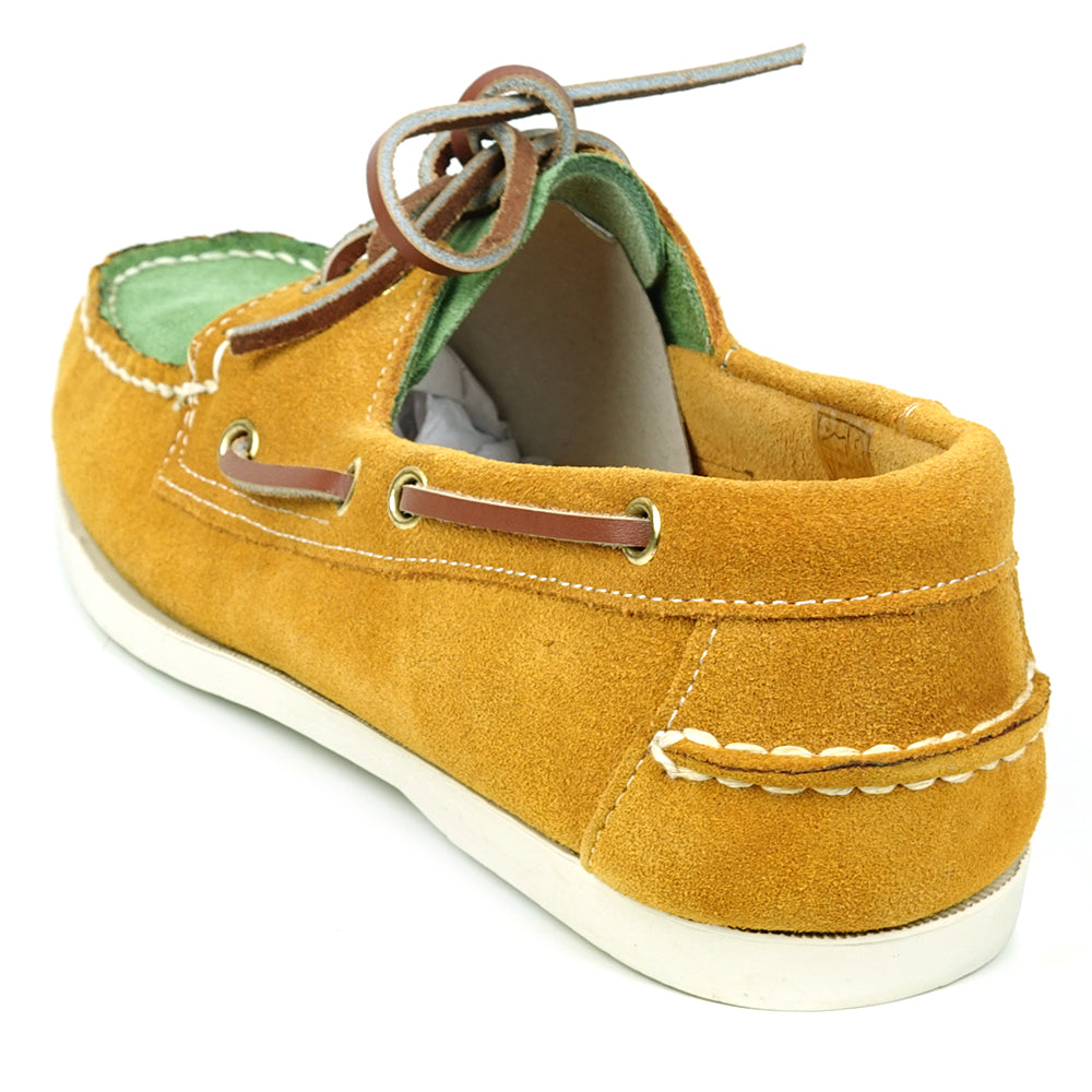 FI-6512-S Yellow Lime Premiun Genuine Suede Lace up Boat Shoes Fiesso by Aurelio Garcia