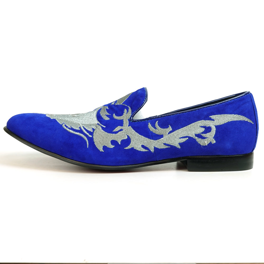 FI-7039 Royal Suede Embroidered Shoe Fiesso by Aurelio Garcia Slip on Loafer