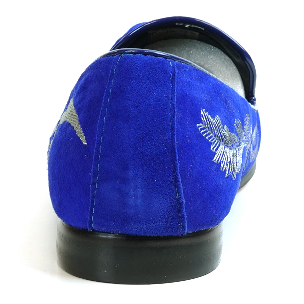 FI-7039 Royal Suede Embroidered Shoe Fiesso by Aurelio Garcia Slip on Loafer