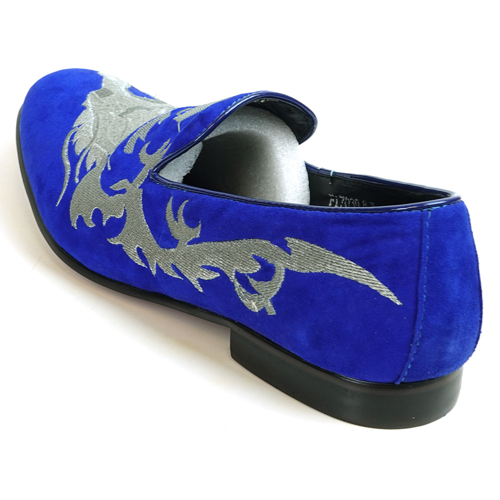 FI-7039 Royal Suede Embroidered Shoe Fiesso by Aurelio Garcia Slip on Loafer