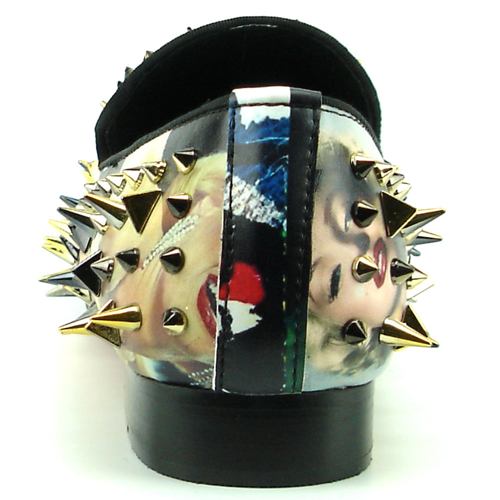 FI-7239-L Marilyn Print with Gold Spikes Slip on Fiesso by Aurelio Garcia