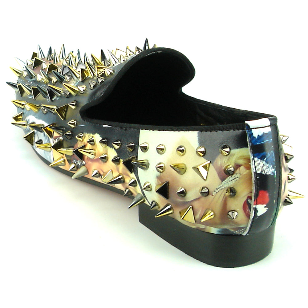 FI-7239-L Marilyn Print with Gold Spikes Slip on Fiesso by Aurelio Garcia