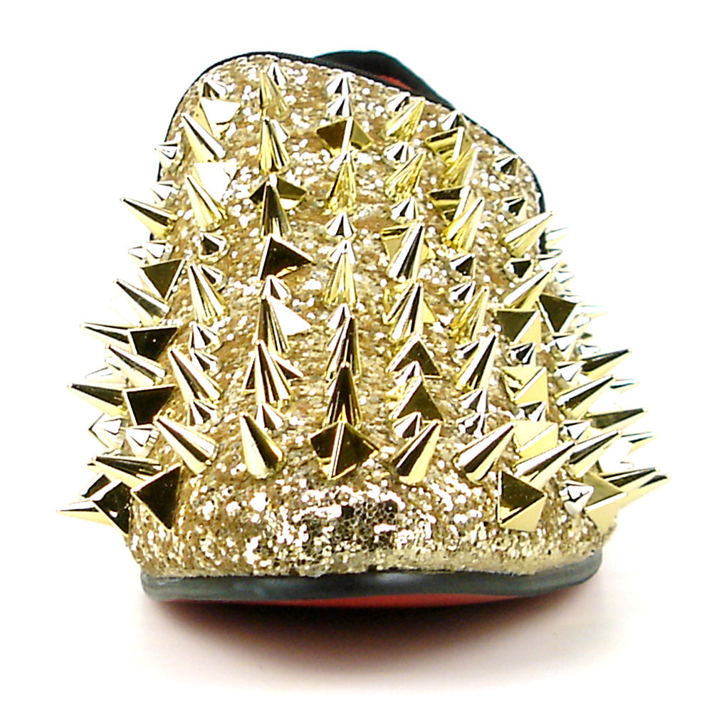 FI-7239 Gold Glitter Gold Spikes Slip on Loafer Fiesso by Aurelio Garcia