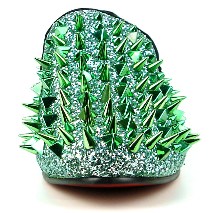 FI-7239 Green Glitter Green Spikes Slip on Loafer Fiesso by Aurelio Garcia