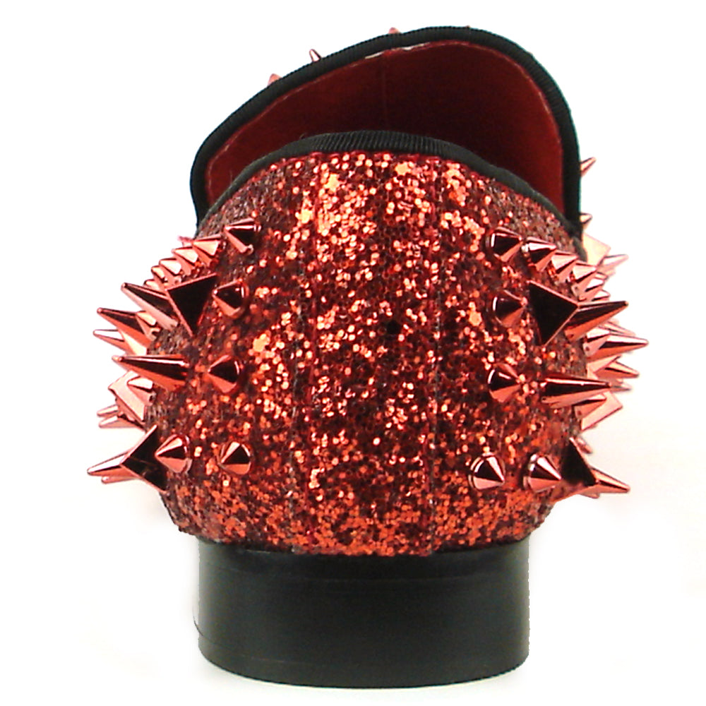 FI-7239 Red Glitter Red Spikes Slip on Loafer Fiesso by Aurelio Garcia