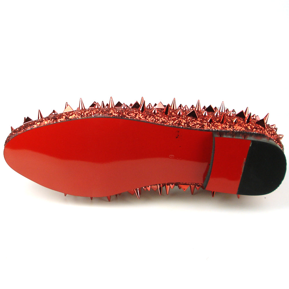 FI-7239 Red Glitter Red Spikes Slip on Loafer Fiesso by Aurelio Garcia