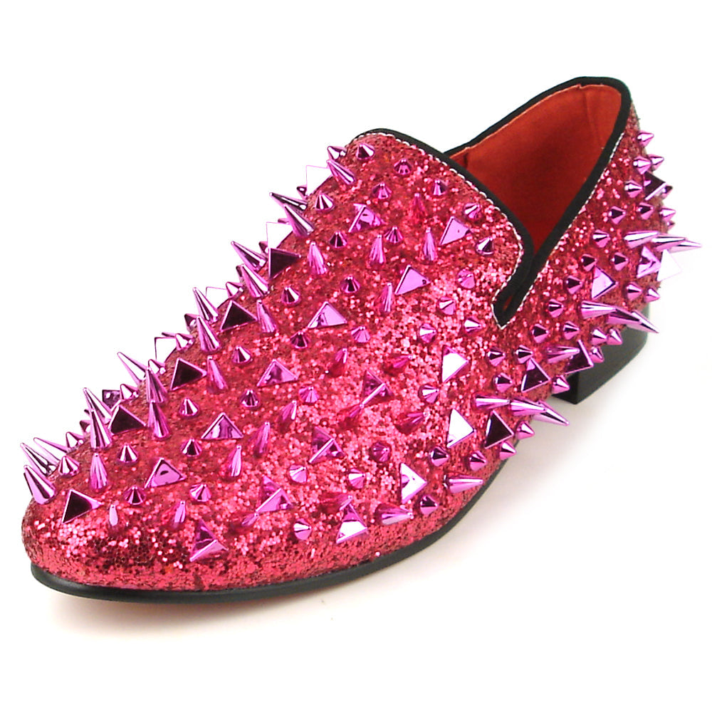 FI-7239 Rose Glitter Rose Spikes Slip on Loafer Fiesso by Aurelio Garcia
