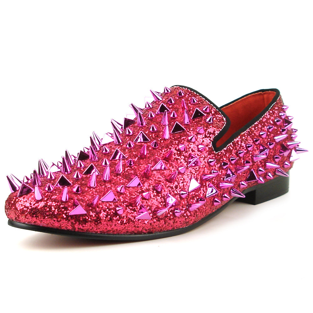FI-7239 Rose Glitter Rose Spikes Slip on Loafer Fiesso by Aurelio Garcia