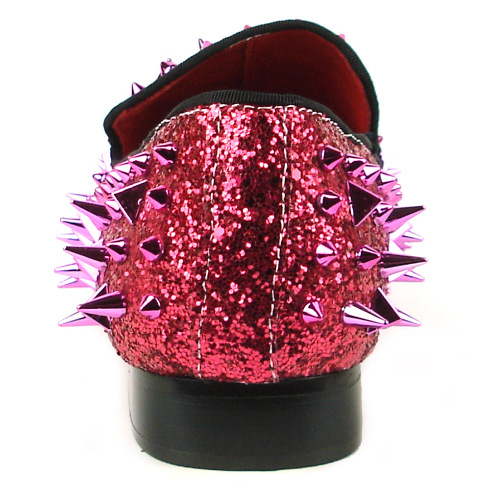 FI-7239 Rose Glitter Rose Spikes Slip on Loafer Fiesso by Aurelio Garcia
