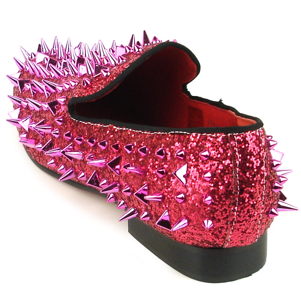 FI-7239 Rose Glitter Rose Spikes Slip on Loafer Fiesso by Aurelio Garcia